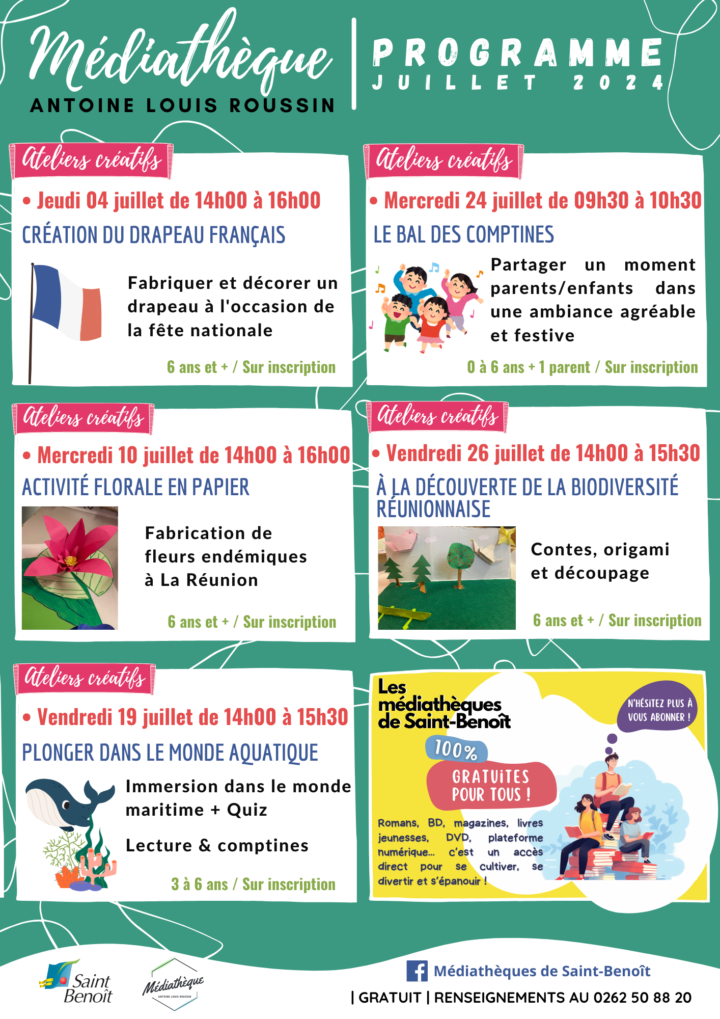 Programme Médiathèque Antoine Louis ROUSSIN juillet 2024