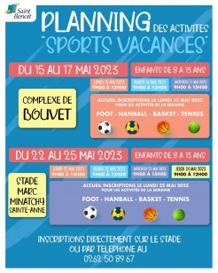 Activités "Sports vacances" au mois de mai !