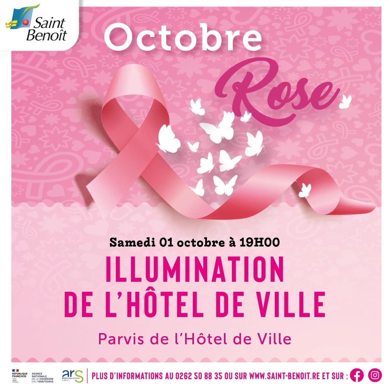 Octobre rose - Illumination de l'Hôtel de ville