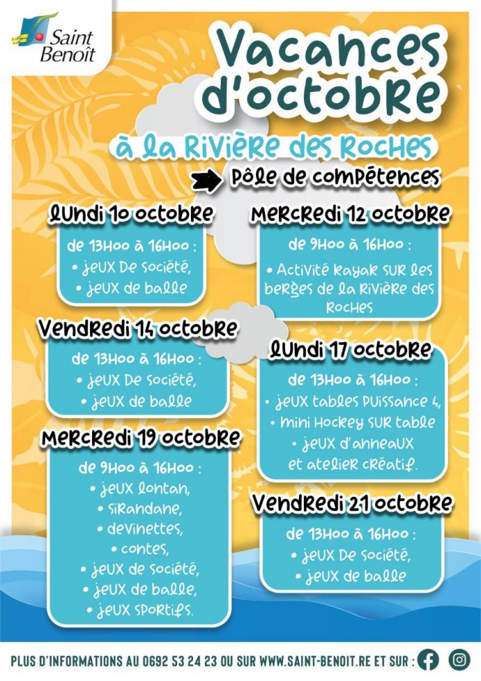  Vacances d’octobre à la Rivière des Roches