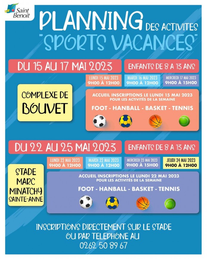 Activités "Sports vacances" au mois de mai !