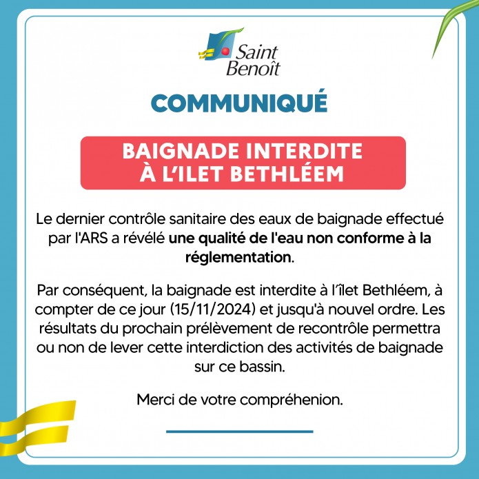 Baignade interdite à l'Ilet Bethléem