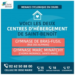 CYCLONE : LISTE DES CENTRES D'HÉBERGEMENT À SAINT-BENOÎT