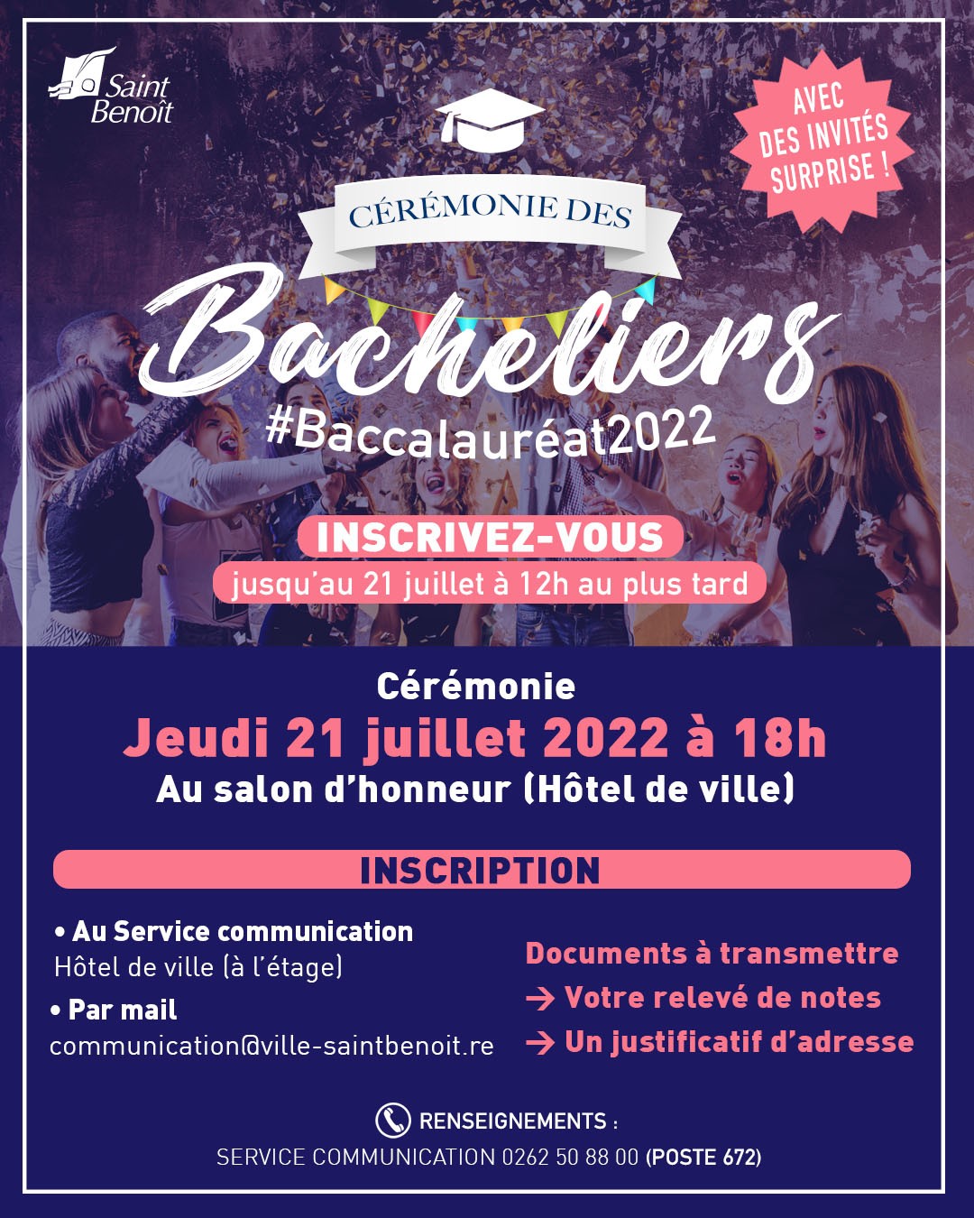 Soirée des bacheliers 2022 : inscrivez-vous !