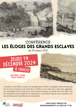 Conférence - Les éloges des grands esclaves