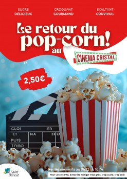 Le pop-corn est de retour au cinéma Cristal !