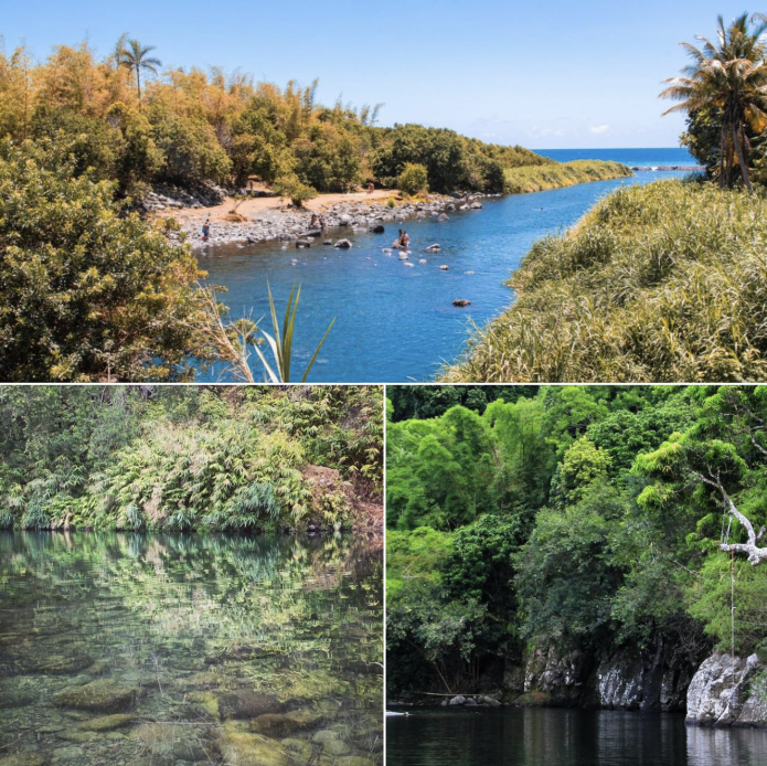 Baignade interdite au bassin bleu, bassin mangue et bassin Bethléem.